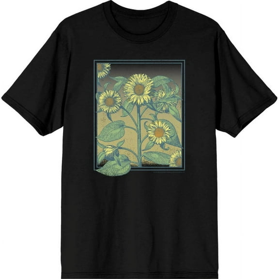 Natural World Sunflower Frame Men's Black Crew Neck Short Sleeve Tee-Medium
