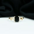 thumbnail image 3 of Rosec Jewels Emerald Cut Black Onyx Solitaire Ring with Moissanite, Designer Ring - 6X8 mm, 10K Yellow Gold, US 7.00, 3 of 8