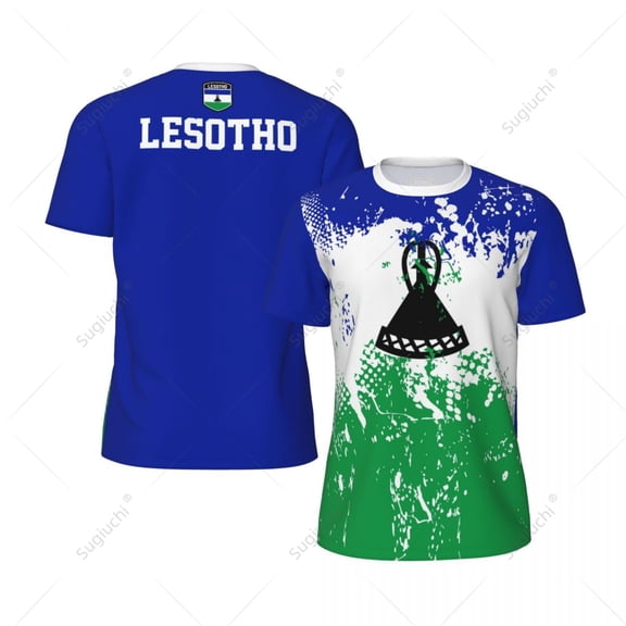 Exclusive design Lesotho Flag Grain 3D Printed Men For Running Bike Soccer Tennis Fitness Sports tshirt Mesh Fans Short T-shirt