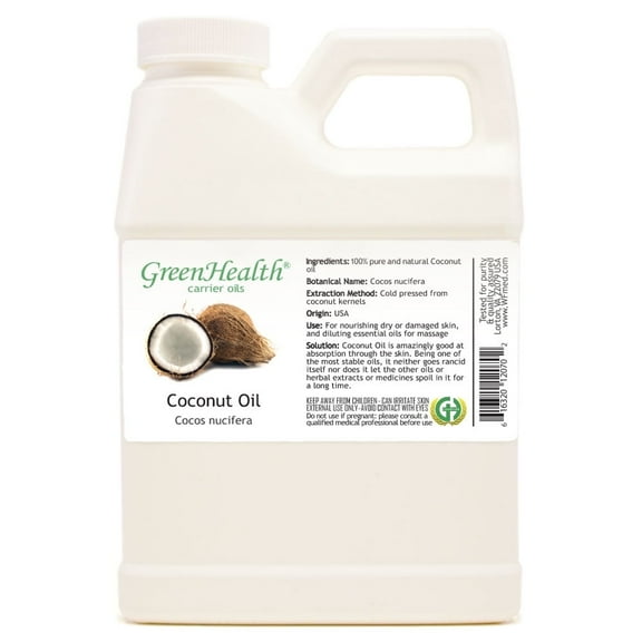GreenHealth Coconut Carrier Oil White Plastic Jug with Cap 16 fl oz
