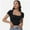 Black, variant on Women's Square Neck Short Sleeve T-Shirt - Slim Fit Sexy Top for Going Out