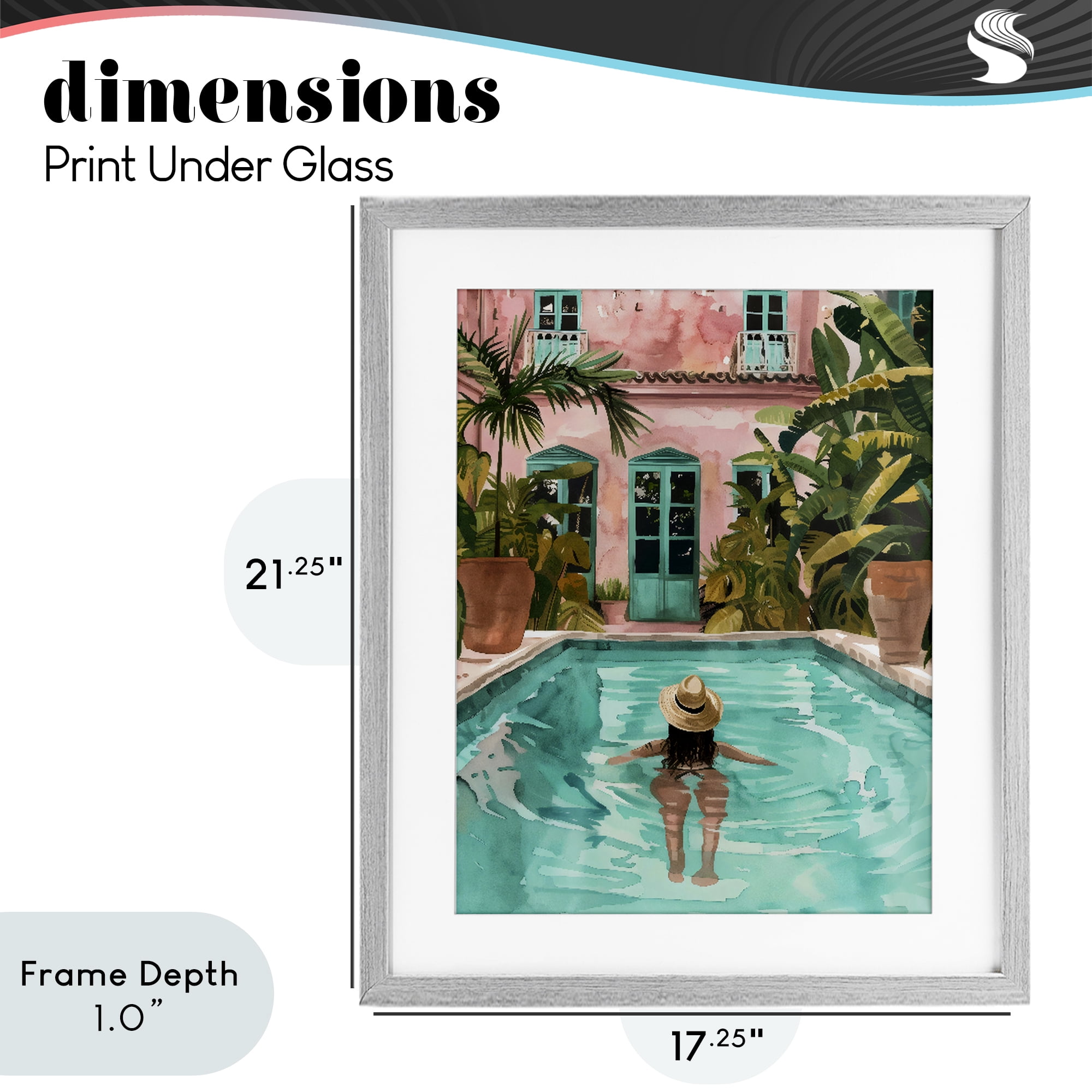 Stupell Industries Girl Swimming In Pool Gray Framed Print Under Glass, design by The Prints Vibe