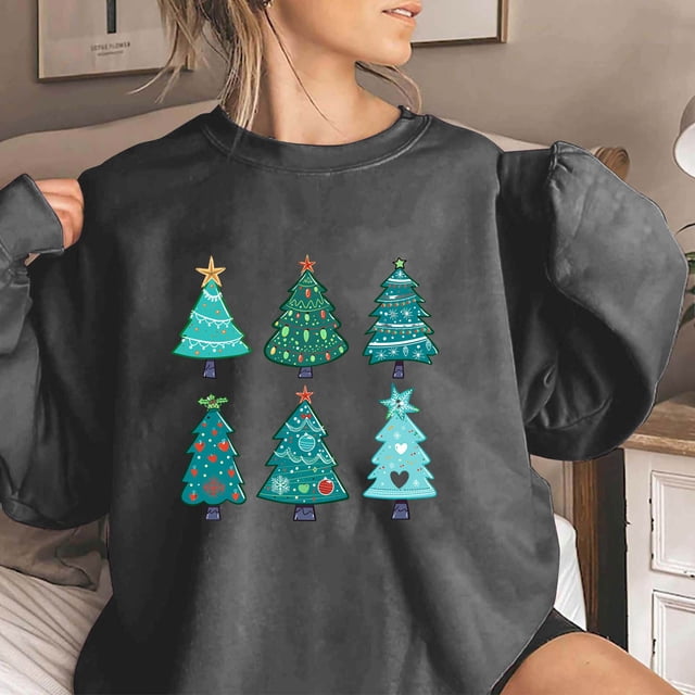 Jienlioq Hauts pour Femmes Mode Tendance Manches Longues Col Rond T-Shirt Imprimé Blouse Ample Chandails en Molleton Sans Capuche Cyberlundi