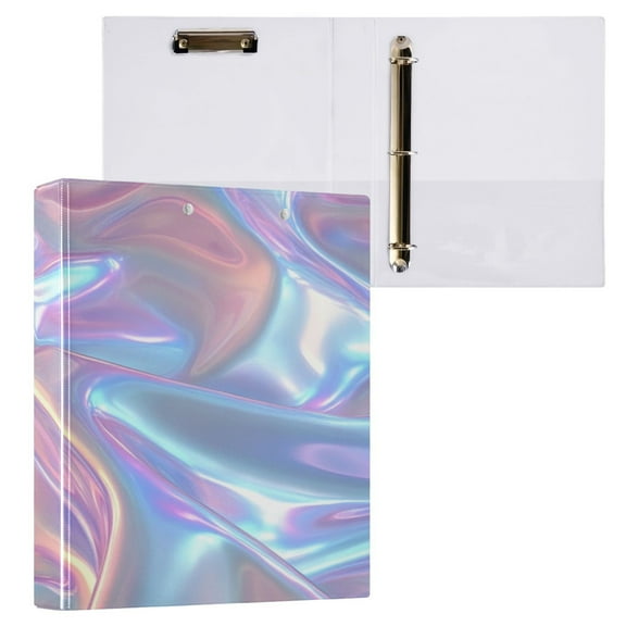 Colorful Hologram 3 Ring Binders 1.5 inch Hardcover File Folders with Interior Pockets A4 Size Organizer for School Office Hospital