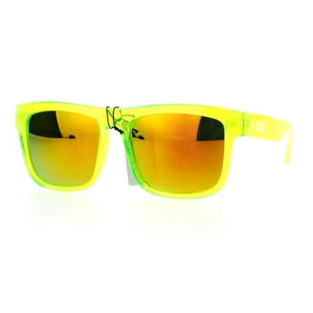 Kush Mens Neon Pop Horn Rim Sport Horned Sunglasses Green