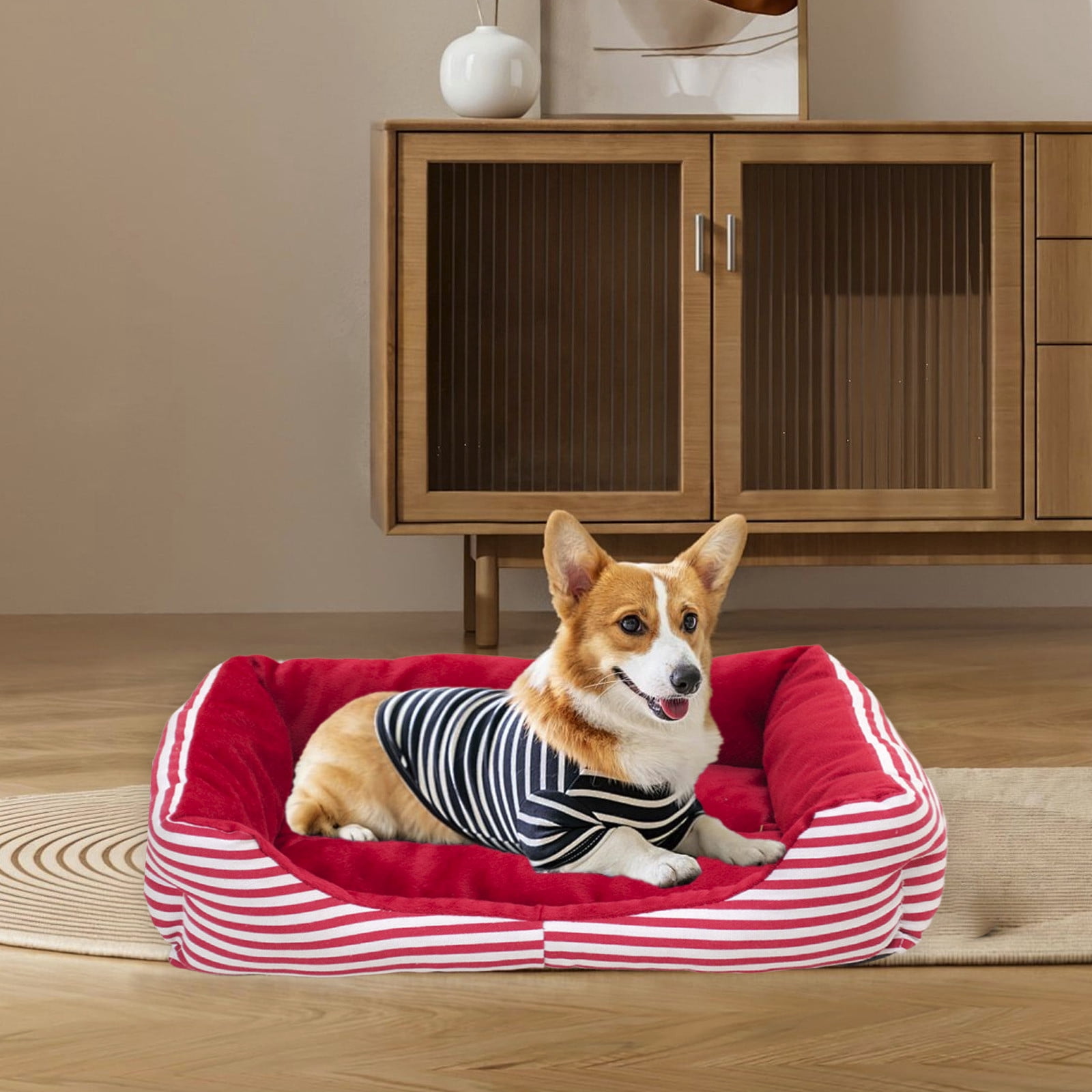 Zhourta Christmas Pet Bed Cat House Dog Bed 18x13x5 Inch Festive Holiday Themed Cozy Shelter for Indoor Pets