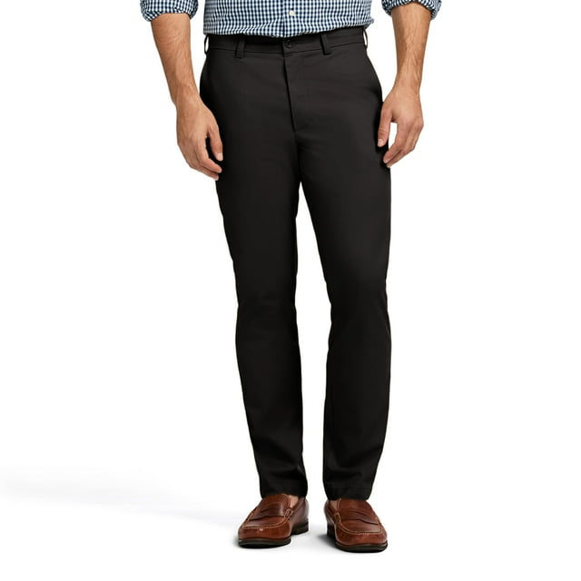 Pantalones IZOD American Chino negros con frente plano y corte recto para hombre