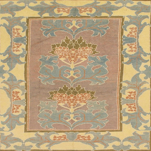 Ahgly Company Indoor Square Abstract Brownish Green Abstract Area Rugs, 7' Square