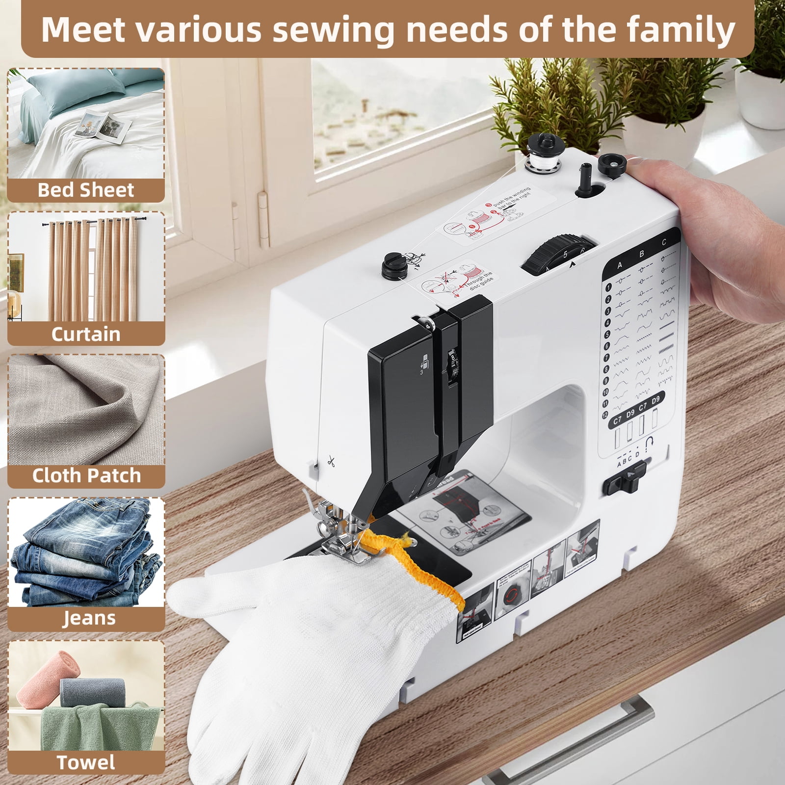 BSHAPPLUS® Portable Sewing Machine,54 Piece Handheld Electric Sewing Machines Kit,38 Stitch Patterns Mini Sewing Machine for Beginners Kids,Household Multifunctional Crafting Mending Machine