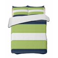 thumbnail image 2 of Navy Blue Green Stripe Full Size Down Alternative Comforter, Lightweight Comforter Quilt Bedding Set with Pillow Shams Modern Art Horizontal Striped All Seasons Bed Comforter Duvet Insert 78"x90", 2 of 7