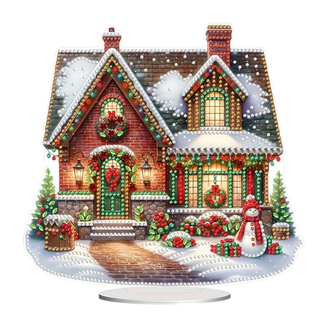 Kit Adornos Mesa Con Pintura Diamantes Vela Navideña para Del Y La Oficina