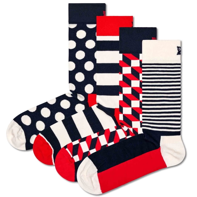 Happy Socks 4 paquetes de calcetines unisex, caja de regalo, colores mezclados Classic Navy 2 36-40 (UK 4-7)