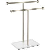 Amazonbasics Double-t Hand Towel And Accessories Stand - Nickel/white