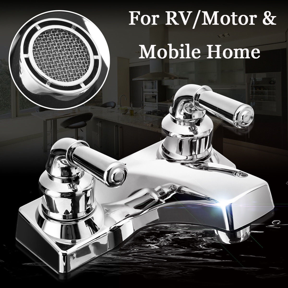 4-Inch Centerset Chrome Bathroom Sink Faucet with Dual Handles photo 6