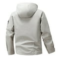 thumbnail image 4 of Miluxas Mens Softshell Jacket with Hood Waterproof Windbreaker Coat Zip Up Rain Jacket for Hiking Travel Khaki XXL(XXL), 4 of 9