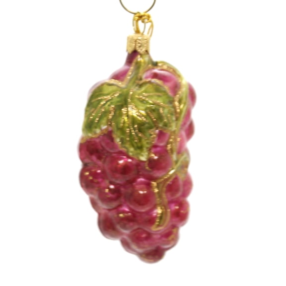 Holiday Ornaments PINK GRAPES Glass Poland Hand Painted 104R