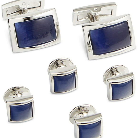 Ryan Seacrest Mens Rhodium Rectangle Shape Cufflinks, Metallic, One Size