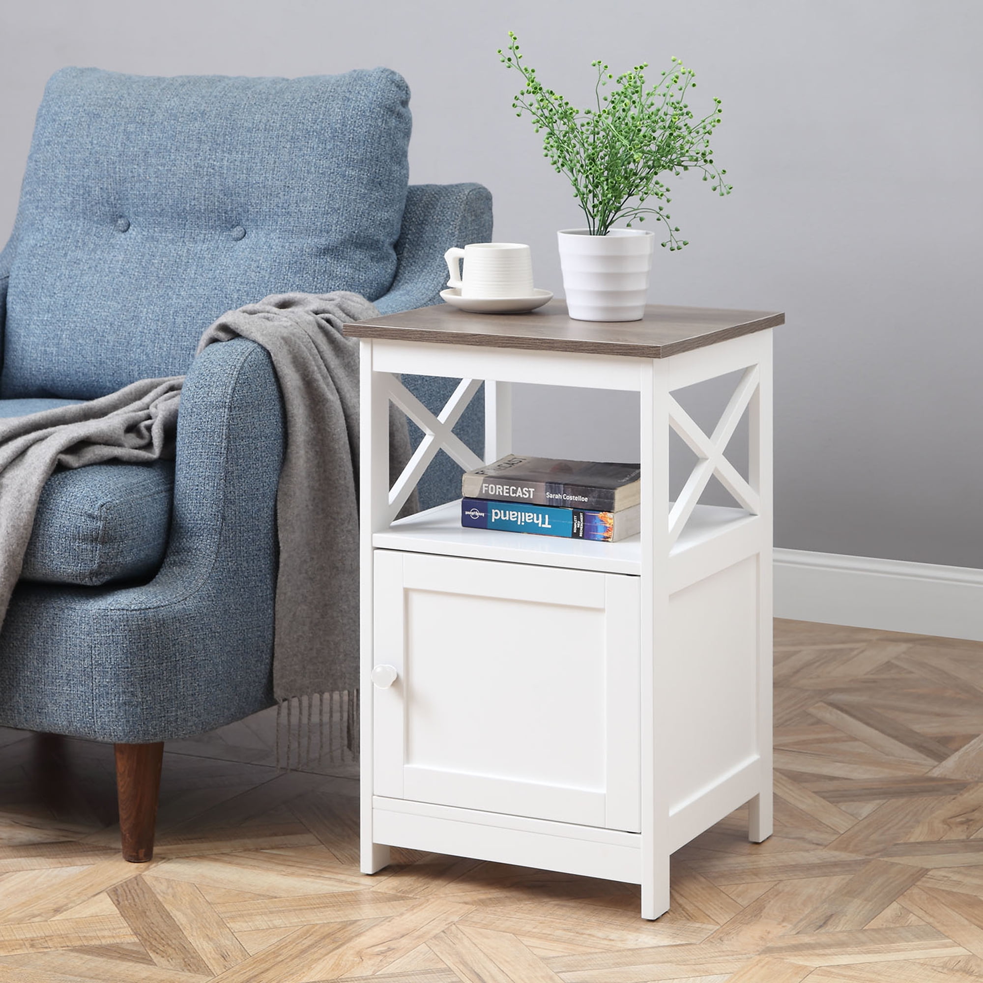 Convenience Concepts Oxford End Table with Wood/White