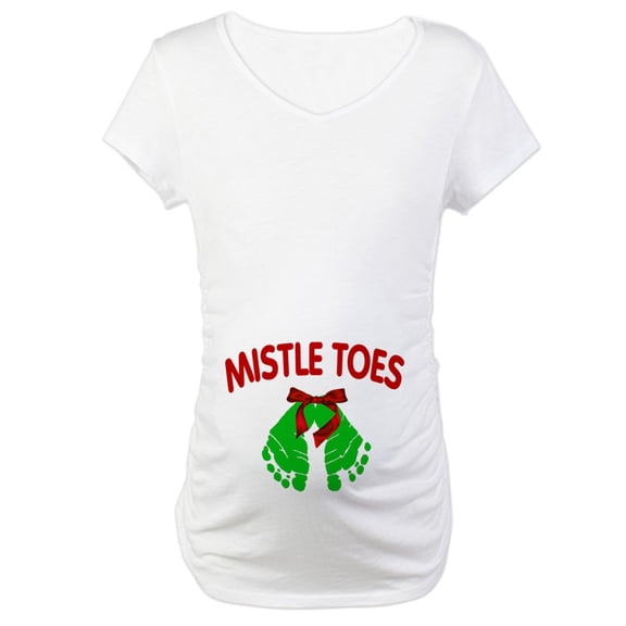 CafePress - Mistle Toes Christmas Maternity T Shirt - Cotton Maternity T-shirt, Cute & Funny Pregnancy Tee