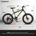 thumbnail image 4 of Bicicleta de montaña de 20 pulgadas para niños y adolescentes, marco de acero de alto carbono, frenos de disco, neumáticos anchos duraderos, suspensión delantera, 7 velocidades, 4 of 5