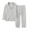 thumbnail image 1 of Gibobby Conjunto para bebé niña Conjunto de ropa de dormir de manga larga de Color sólido con bolsillo de Color sólido para niños y niñas pequeñas(Gris,6-7 Años), 1 of 4