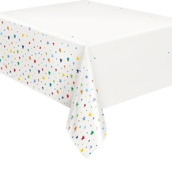 Way to Celebrate! Bright Stars Birthday Plastic Party Tablecloth, 84 x 54in