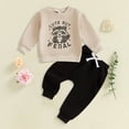 thumbnail image 2 of Boys 2 Piece Outfits Long Sleeve Sweatshirt Top Sweatpants Fall Winter Clothing Set 6-12 Months 12-24 Months 2T 3T 4T 5T 6T 7T 8T 9T Children(Khaki,3-4 Years), 2 of 4