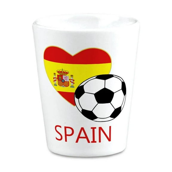 Ceramic Shot Glasses Love Soccer Heart Spain Style 2 Euro Cup 2 Oz