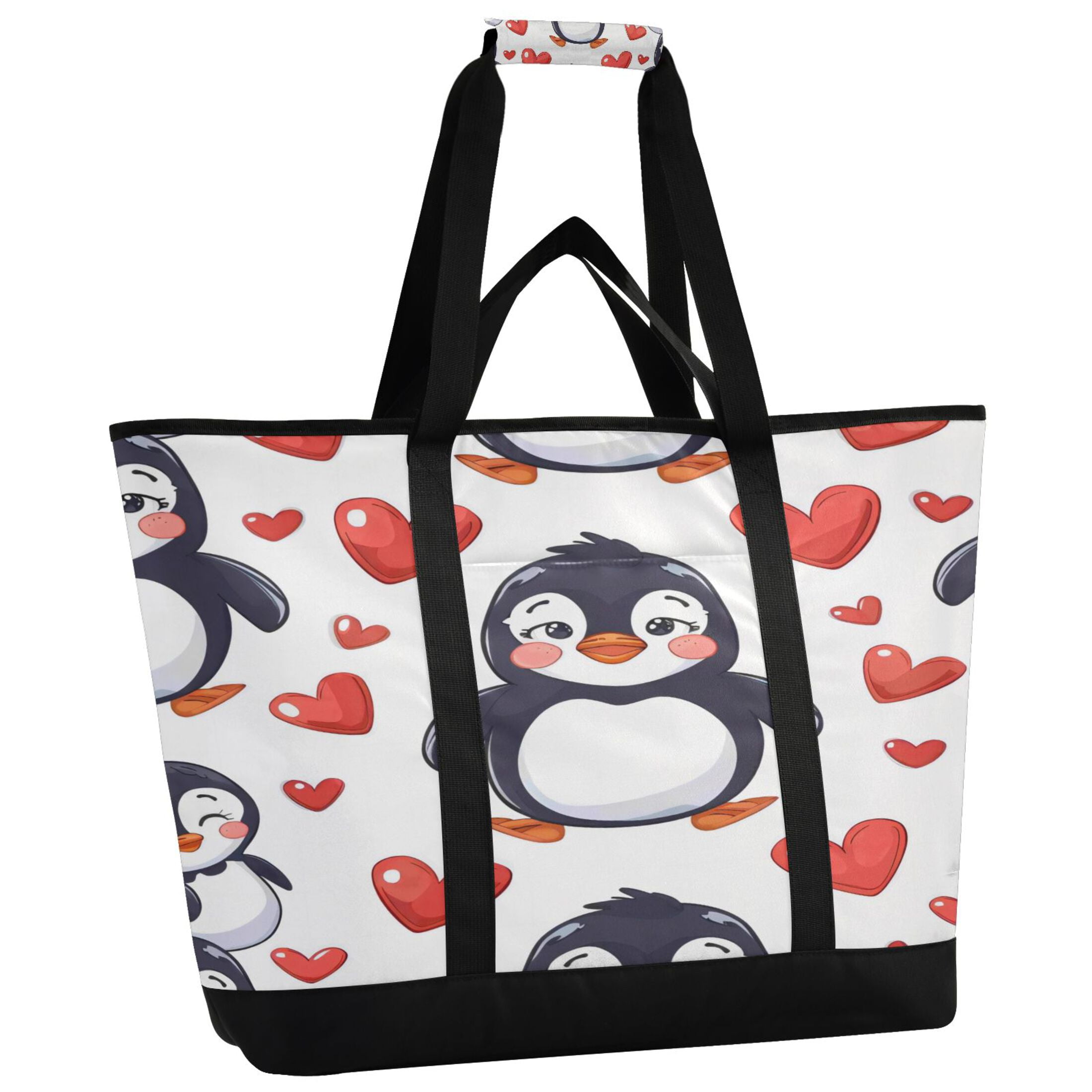 Large Hand-held Ice Pack Picnic Bag Insulation and Refrigeration Suitable for Shopping Picnics and Camping Love Penguin