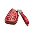thumbnail image 2 of Vitodeco Genuine Leather Smart Key Fob Case with Leather Key Strap Compatible for 2021 Chevrolet Suburban Tahoe (6-Button, Red), 2 of 6