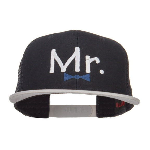 Mr Embroidered Mesh Snapback Cap - Grey Black OSFM