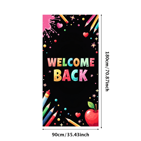 Welcome Back School Backdrop Decorative Poster Classroom Entrance Sign Display Education Event Party Decoration Custom Celebration Art Design