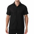thumbnail image 2 of pstuiky Camisa de manga corta para hombre, Cárdigan de verano de color liso para hombre, camisa informal holgada de manga corta con bolsillo y solapa de manga corta para hombre. l, 2 of 9