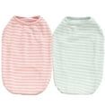 thumbnail image 1 of Paquete de 2 camisetas para perros, suaves y frescas, sin mangas, a rayas, transpirables, para cachorros y gatos (rosa, verde), talla M, 1 of 5