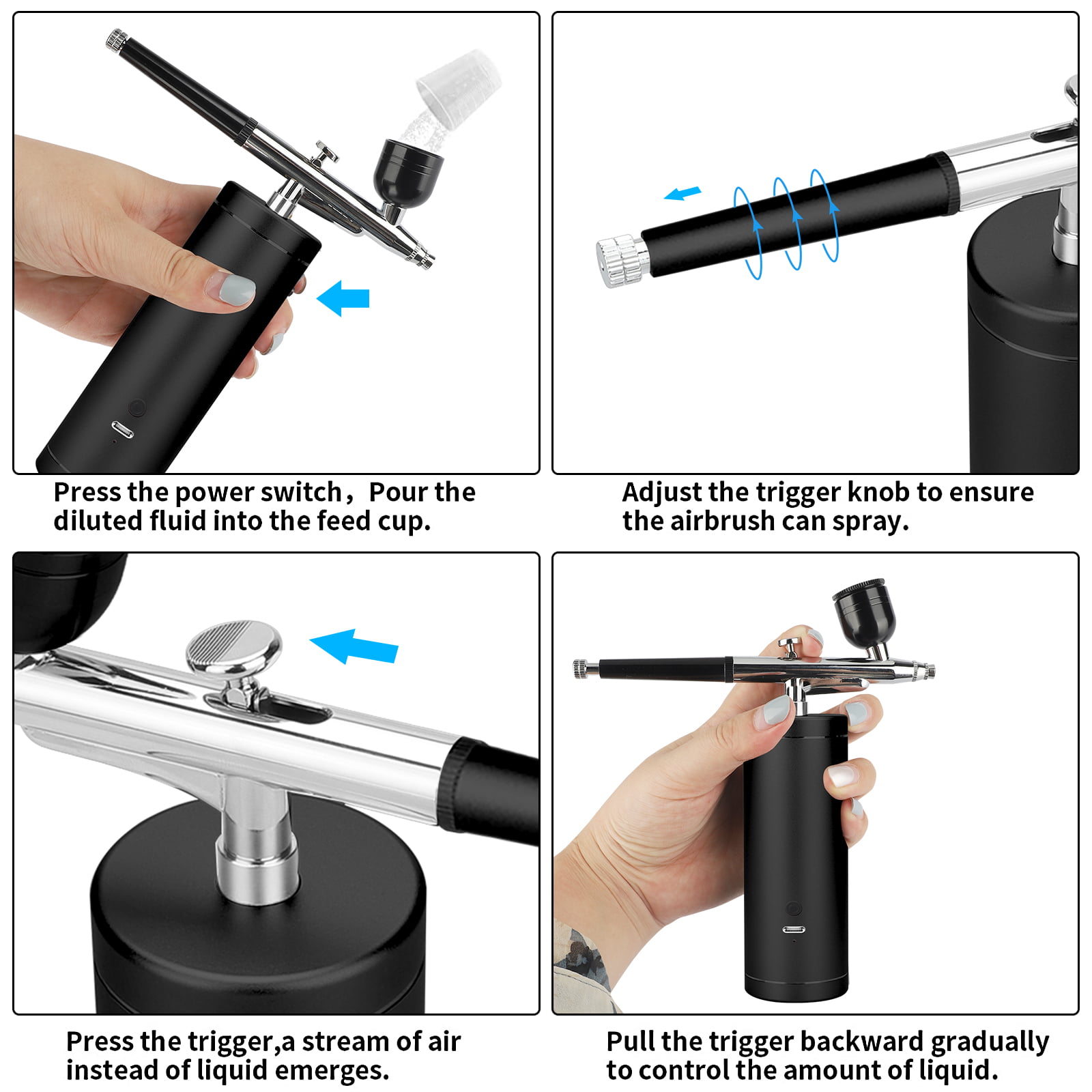 AGPTEK Airbrush, Airbrush Kit Air Brush Pen,Mini Air Compressor Airbrush  Kit USB Rechargeable and Portable Airbrush Gun for Make up, Tattoo, Nail  Art