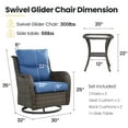 thumbnail image 2 of Planntonneo 3 Piece Wicker Patio Furniture Sets, Outdoor Swivel Rocking Chairs Set of 2 with 5-inch Thick Cushions and Rattan Side Table for Deck Porch Pool, Brown/Blue, 2 of 8