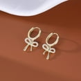 thumbnail image 4 of Solid 925 Sterling Silver Bow Drop Hoop Earrings for Women Teens Bowknot Hoop Earrings Huggie Ribbon Earrings, 4 of 7