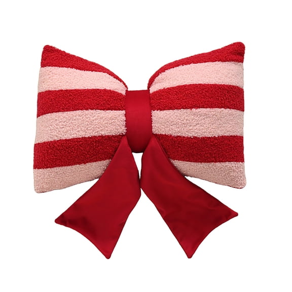 12x18 Inch Bow Pillow Soft Bowknot Shaped Pillows Lumbar Support Pillow with Striped Aesthetic Home Decorative Throw Pillow Cushions for Couch Sofa Bed Living Room Bedroom Decor Pillow, Pink