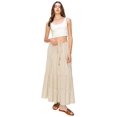 thumbnail image 4 of Cali1850 Women's XS~XL Lined Tiered Elastic Waist Linen Flare Maxi Skirt, 4 of 7