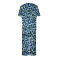 thumbnail image 6 of Lounge Sets for Women Two Piece Casual Floral Print Short Sleeved Round Neck and Cropped Pants Set, 6 of 7