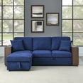 thumbnail image 3 of Ucloveria Sectional Sofa with Pulled Out Bed, MDF Shelf Armrest, Two Pillows, Reversible Chaise with Storage, 3 of 9