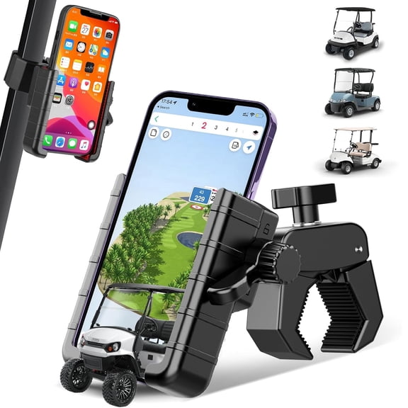 Bike Phone Mount Holder, 360° Rotatable Phone Mount Holder, Phone Mount for Electric Scooter, Mountain, Dirt Bike, Golf Cart, Suitable for iPhone & Android Smartphones from 4.7-7.2 inches, Black