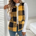 thumbnail image 3 of qolati Womens Fuzzy Fleece Vest Soft Flannel Plaid Sherpa Sleeveless Open Front Jacket Warm Casual Fall Winter Layering Outerwear with Pockets, Size S-2XL, 3 of 9