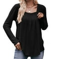thumbnail image 7 of Posijego Women's Tunic Square Neck Long Sleeve Pleated Dress Formal T Shirt Fashion Fall Winter Clothing, 7 of 7