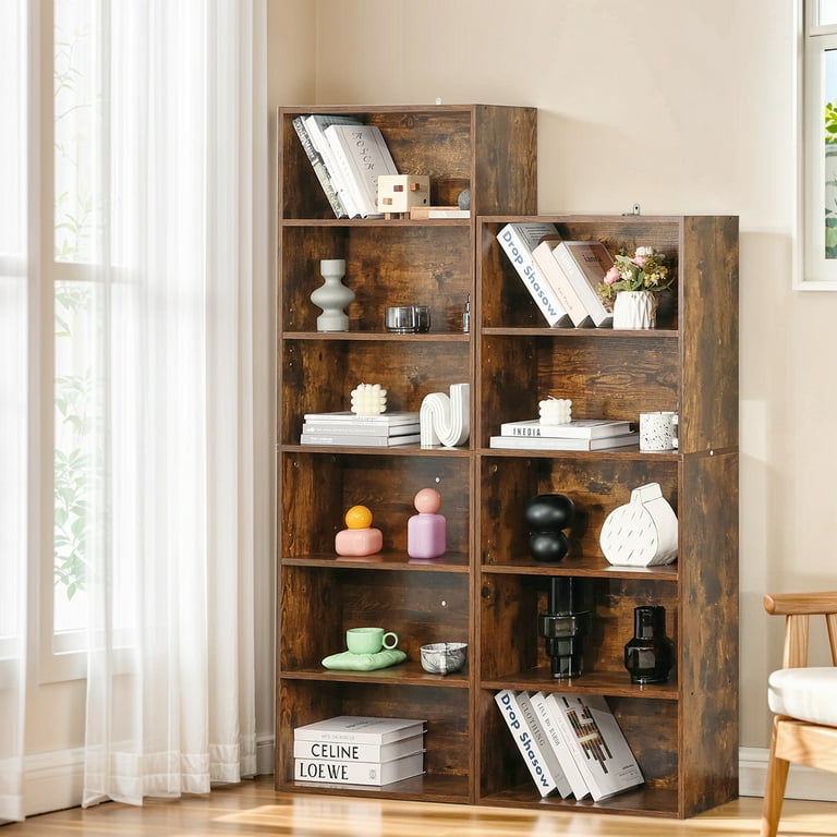 Taoset 6-Tier Bookcase, 63" Tall Retro Brown photo 4