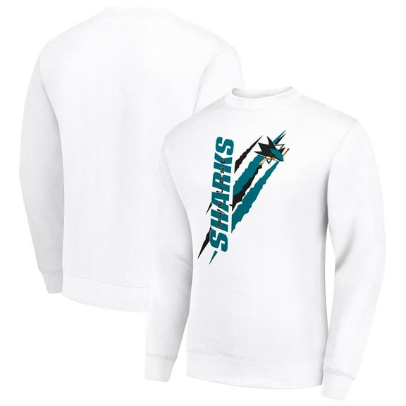 Men's Starter White San Jose Sharks  Color Scratch Pullover Sweatshirt