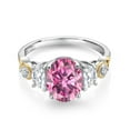 thumbnail image 2 of Gem Stone King 925 Silver and 10K Yellow Gold Ring Pink and White Moissanite (2.50 Cttw), 2 of 3