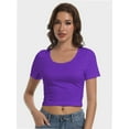 thumbnail image 6 of Women's Scoop Neck Short Sleeve Crop Tops Slim Fit T-Shirts, 6 of 6