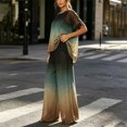 thumbnail image 5 of TaTaai Two Piece Sets for Women Solid Short Sleeve Top Wide Leg Pants Gold Foil Trim Casual Summer Outfits, 5 of 7