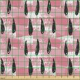thumbnail image 2 of Abstract Fabric by the Yard, Grunge Black Drops Doodle on Pastel Brushstroke Background Hipster Pattern, Decorative Upholstery Fabric for Chairs & Home Accents, Pale Pink White by Ambesonne, 2 of 5